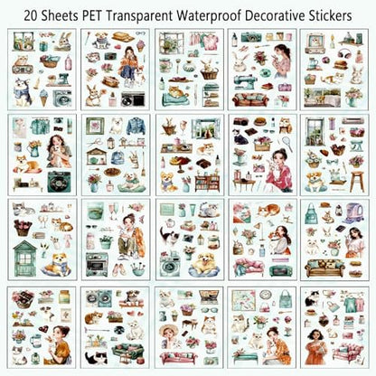 Coffee Time PET Sticker Book, 20 Sheets Die Cut Stickers - Image 4