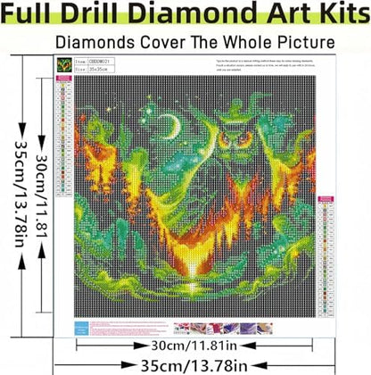 The Moon, the Owl, and the Burning Woods Diamond Painting Kits for Adults,Bird Full Drill Diamond Art Kits for Beginners,Round 5D DIY Diamond Dots Paintings, Gem Art and Crafts Home Decor 14x14 inch - Image 5