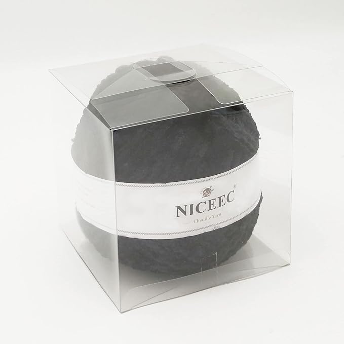 NICEEC 300g Soft Chenille Yarn Blanket Velvet Yarn for Knitting, Crochet, Weaving DIY Craft Total Length 150m (164yds)_Black