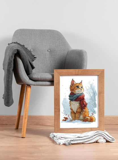 Moohue Stamped Cross Stitch Kits for Adults Animal Cat 14CT Pre Printed Cross Stitch Kits for Beginners (Winter Cute Cat)