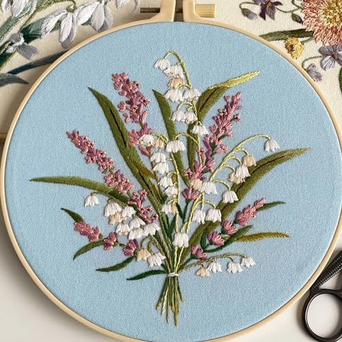 Myfelicity Embroidery kit for Adults and Beginners, Includes 3 Floral Pattern Fabrics, 3 Embroidery Hoops, Embroidery Floss and Other Tools. - Image 3