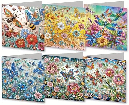 MaiYiYi 6 Packs DIY Butterfly Diamond Painting Birthday Cards Kit by MaiYiYi