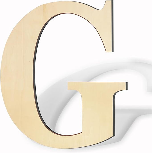 17 Inch Large Wooden Letters, Paintable Large Wood Letter for Crafts, Unfinished Blank Wood Alphabet Letter for Birthday, Parties, Wedding, Christmas Home Decoration(Letter G)