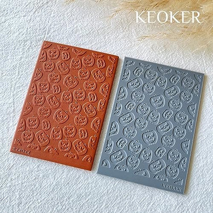 Keoker Polymer Clay Texture Sheets, Fall Clay Texture Mat for Making Earrings Jewerly, Autumn Polymer Clay Earrings Tools (No. 1-3) (Fall Polymer Clay Texture Sheets 2) - Image 2