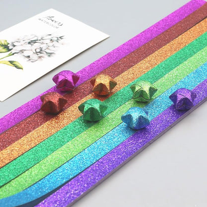 520 Sheets Flash Diamond Origami Star Paper Strips 7 Different Styles Glitter Lucky Paper Stars Strips for DIY Handmade Crafts by CKNCY