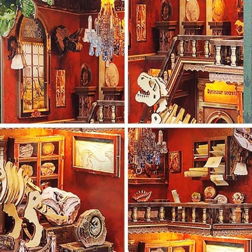 DIY Book Nook Kit, 3D Wooden Puzzle Miniature House Kit Adult, Dinosaur - Image 4