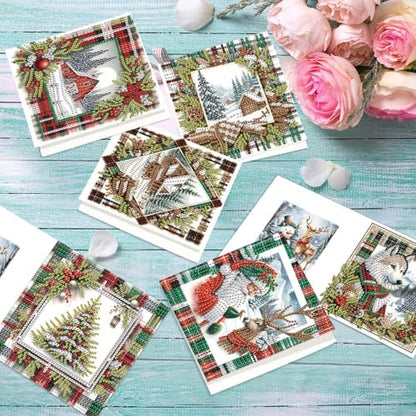 6pcs Christmas Diamond Painting Greeting Card with envelopes, DIY Santa Claus and snow house Diamond Art Greeting Card for Blessing and Wish Special Shaped Arts Crafts for Birthday Thanksgiving Day - Image 6
