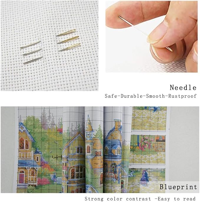 JOYSEWING Dream House Countryside Stamped Kits Pattern Counted Cross Stitch Printed Embroidery Starter Kits for Beginners DIY Gift Home Decoration (Sweet Home(11CT) 22.05 ×17.32 inch)