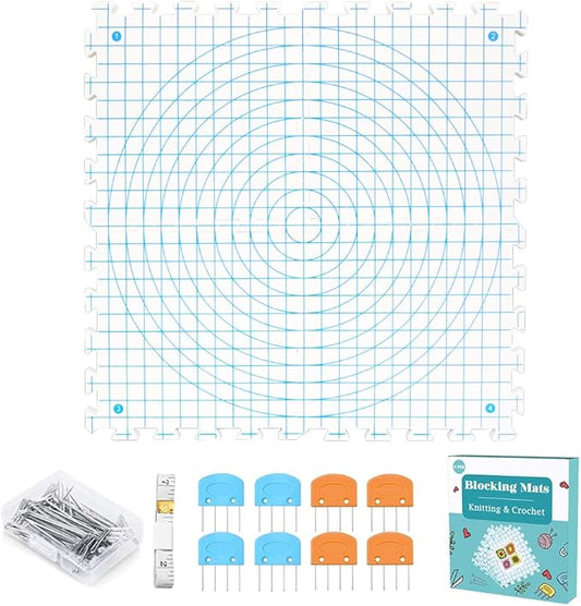 Yarniss Blocking Mats for Knitting & Crocheting - Extra Thick Blocking Boards with Grids,White