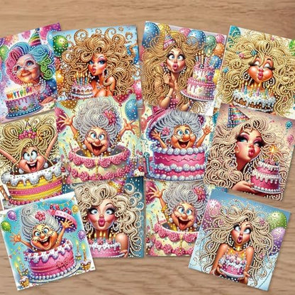 12 Pack Cute Grandma Diamond Painting Greeting Kits DIY 5D Diamond Art with Envelopes & Rhinestones, Creative Christmas Birthday Gifts for Adults, Family, Friends - Image 5