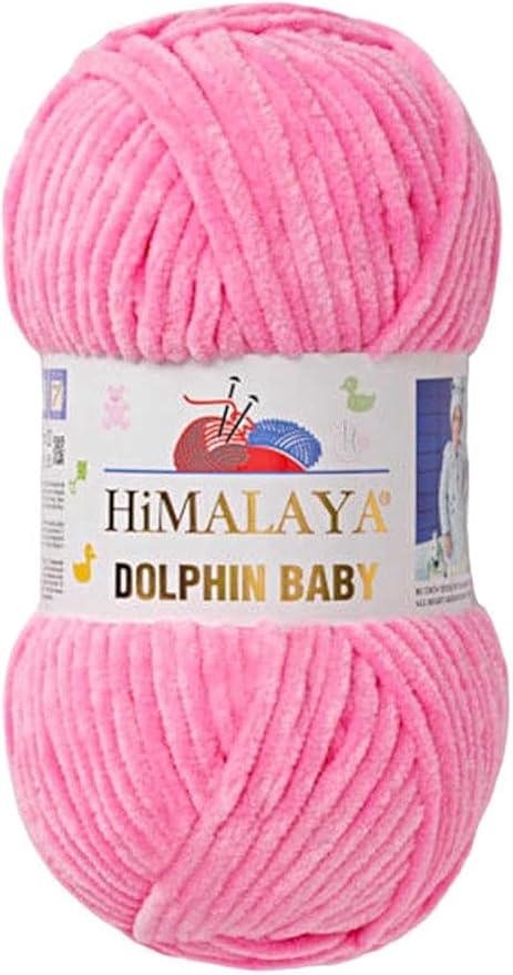 5 Skein/Pack Himalaya Dolphin Baby Chenille Yarn, Each Ball 100 gr (3.5 oz), 120 m (132 Yards), 100% Polyester, Super Bulky Baby Blanket Velvet Amigurumi Yarn, 80309 - Pink