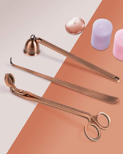 RONXS 3 in 1 Candle Accessory Set, Candle Wick Trimmer Candle Cutter, Candle Snuffer, Candle Wick Dipper with Gift Package for Candle Lover (Copper)