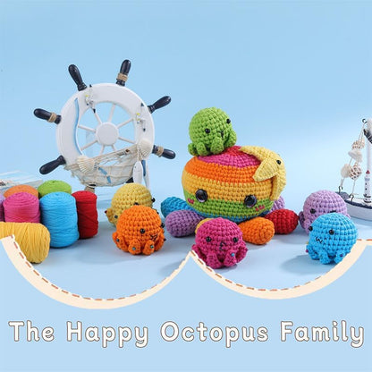 Huacan Octopus Crochet Kit for Beginners, Crochet Kit for Adults Beginner, Octopus Complete Crochet Animals Starter Kit with Step-by-Step Video Tutorials, Easy Knitting Kit Cat Crafts Gifts - Image 5