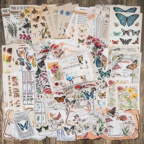 Knaid Vintage Scrapbook Supplies Pack (200 Pieces) for Junk Journal Bullet Journals Planners Botanical Paper Stickers Craft Kits Aesthetic Cottagecore Collage Album (Nature) - Image 3