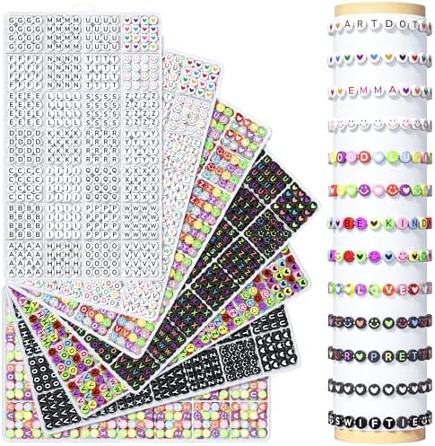ARTDOT 7 Cases Assorted Letter Beads for Friendship Bracelets Making Kit, 9800 Pieces Pre-Sorted Jewelry Making Supplies Alphabet Beads with Organizer Crafts Gifts by ARTDOT