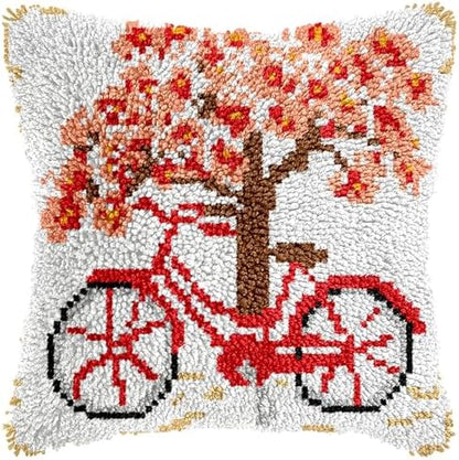 Manzapu Latch Hook Pillow Kits for Adults Beginner 17x17 inch - 43x43 cm Cute Small Shaggy Pillow Making Kits with Pre-Cut Yarn, Coded Canvas ＆ Crochet Hook Tool - Relaxing DIY Craft Gift by Manzapu