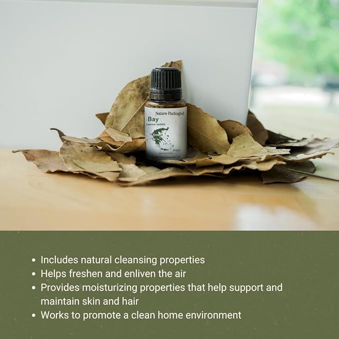Nature Packaged Bay Essential Oil - Direct from Greece - Steam Distilled - Laurel for Aromatherapy, Massage, Diffuser, DIY Candle and Soap Making - 2lbs