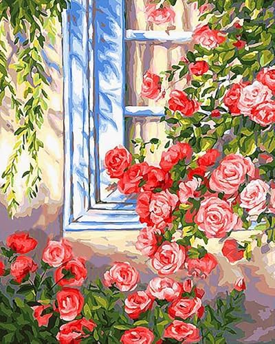 ZRIZQ Paint by Numbers Kit for Adults Beginner,Flowers Window,16x20 by ZRIZQ