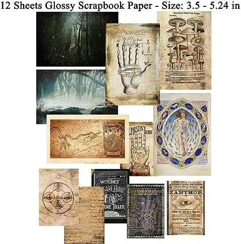 Dark Academia Junk Journal Supplies, Vintage Skull Decoupage Paper for Scrapbook Kit, 45pcs Astrology Ephemera for Junk Journals, Mushroom Plant Materials for Room Decor Wall Collage Kit - Image 4
