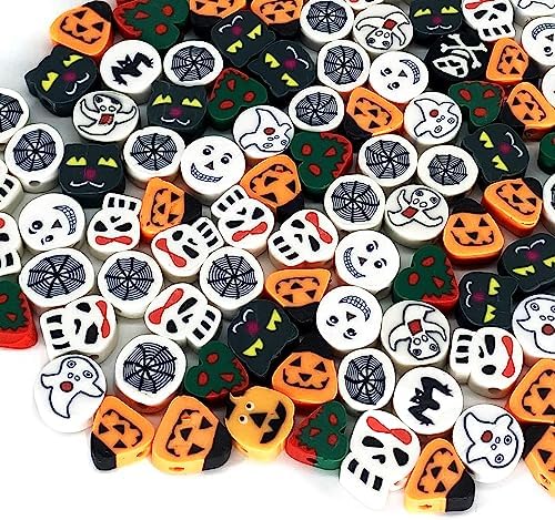 100 Pcs Polymer Clay Beads Mixed Heishi Spacer Beads Supplies for DIY Bracelet Earring Necklace Jewelry Making (Halloween-2) - Image 3