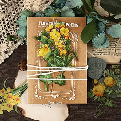 BLEDS 141 PCS Scrapbook Stickers Supplies, 120 PCS Nature Flower Self-Adhesive Stickers Plus 21PCS Big Size Scrapbooking Stickers Journaling Kit for Junk Journal Craft Card Making Decorative - Image 6