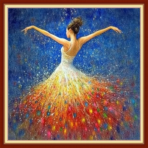 Joyhoor Cross Stitch Kits for Beginners Stamped Cross-Stitch Supplies Needlework preprint Embroidery Kits for Adults DIY Needlepoint Kits Embroidery Patterns 11CT-Ballet Girl 18x18 inchs by JoyhoorCrossStitchKits