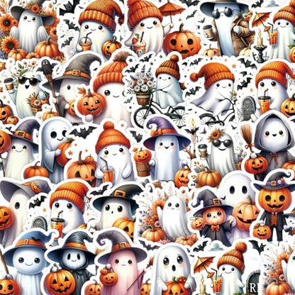 Halloween Stickers for Adults – Premium No-Residue Vinyl Decals with Elegant Ghost, Witch & Pumpkin Illustrations – Waterproof Aesthetic Stickers for Journaling,Home Decor, Party Favors & Crafting by JUNKJWBZ%7CPeelStickInspir