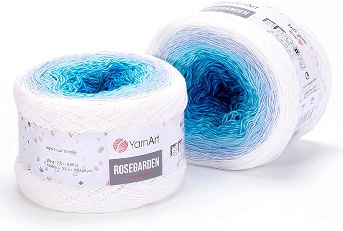 2 Skein Yarn Art Rosegarden Yarn 100% Cotton 2x1094yards 2x250gr Multicolor Cotton Yarn Rainbow Crochet Yarn Spring Summer Fine 1 Top 5 Most Used Colors (Rosegarden 305)
