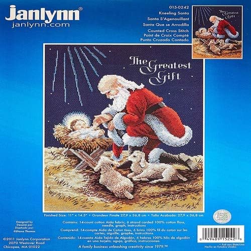 Janlynn Counted Cross Stitch Kit, Kneeling Santa Navy - Image 3