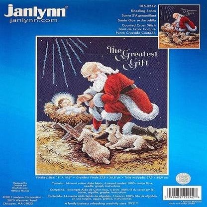 Janlynn Counted Cross Stitch Kit, Kneeling Santa Navy - Image 3