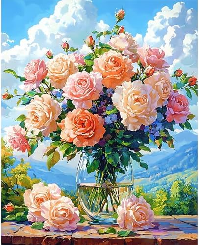Cytheron Paint by Numbers Kit for Adults, Rose DIY Painting Kit, 16x20 Inch by CytheronDIYKit