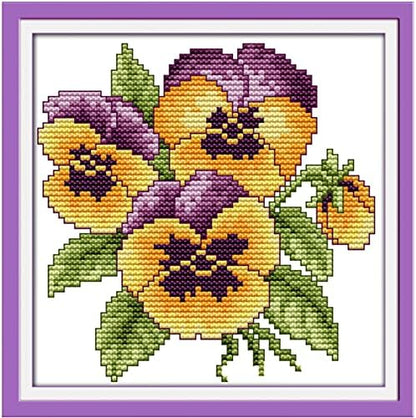 ITSTITCH Stamped Cross Stitch Kits for Adults,Full Range of Easy Embroidery 11CT 3 Strands Crossstitching Kits Preprinted Pattern Design,for Home Wall Decor-The Flower of Happiness, 8.3x8.3 inch by ITSTITCH