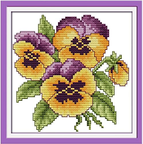ITSTITCH Stamped Cross Stitch Kits for Adults,Full Range of Easy Embroidery 11CT 3 Strands Crossstitching Kits Preprinted Pattern Design,for Home Wall Decor-The Flower of Happiness, 8.3x8.3 inch by ITSTITCH