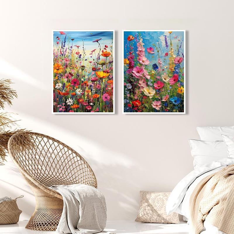 Fotasmua 2Pack Wild Flowers Paint by Numbers Kits for Adults - Flowers Adult Paint by Number Kits with Framed - Wooden Easel, DIY Acrylic Oil Painting by Numbers for Home Wall Decor 8 x 12 Inch - Image 3