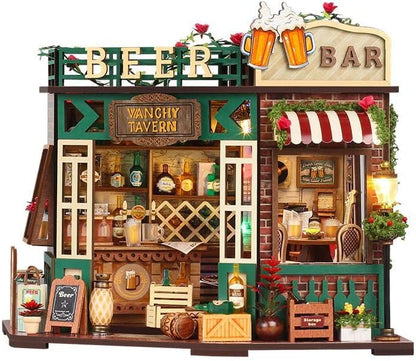 DIY Miniature House Kit, Mini House Building Kit, DIY Book Nook Kit, Tiny Model House for Adults to Build, Beginner 3D Wooden Book Nook, for Family Friends (Tavern) by JCSY