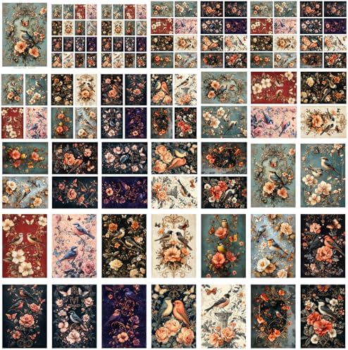 Decoupage Paper Pack (35 Sheets 6"x8") Birdsong Beauty: Graceful Birds Perched Among Floral Arrangements, accompanied by Butterflies, Creating a Harmonious, Vintage-Inspired Nature Scene FLONZ - Image 4