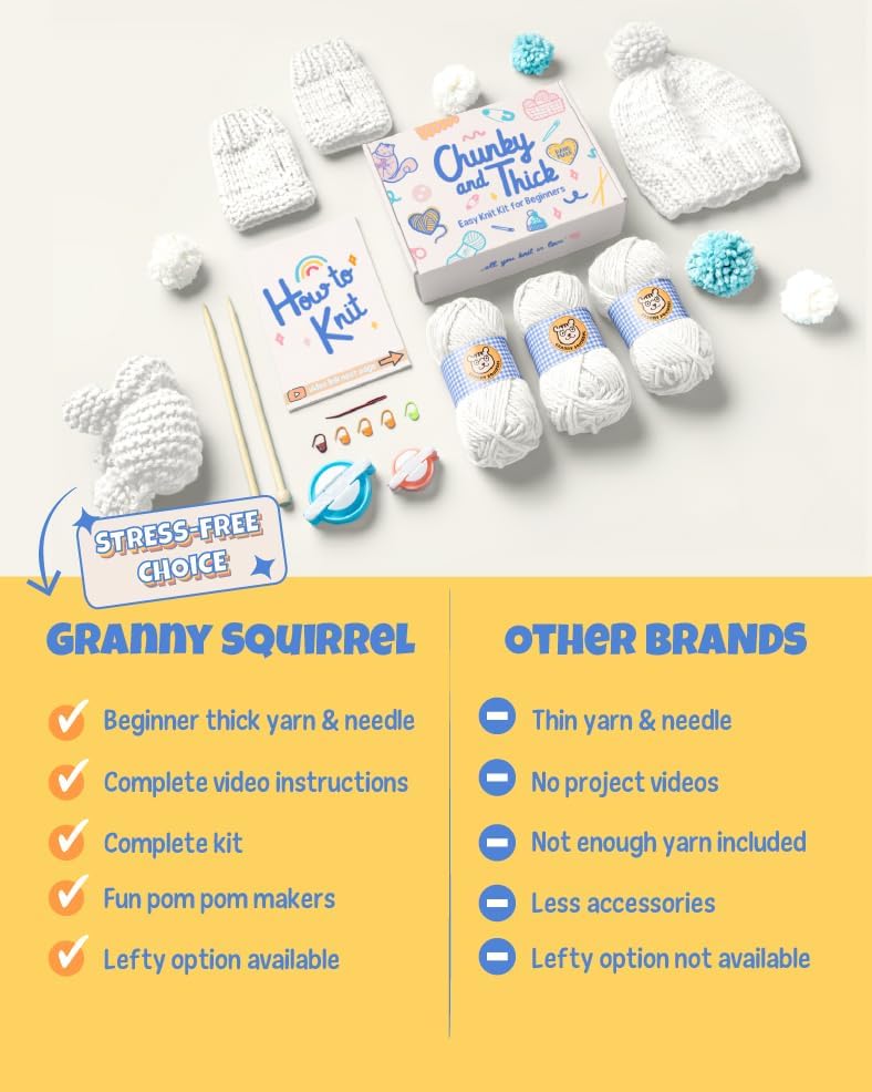 Complete Knitting Kit for Beginners - Learn to Knit Kit with Knitting Accessories Like Thick Beginner Ivory Yarn, Bamboo Needles for Beginners & More - Includes Video Tutorials & Written Guide - Image 5
