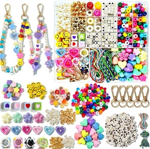 474PCS CHARMBLE Acrylic Cute Assorted Beads for Keychain Making kit & Cords by Unknown