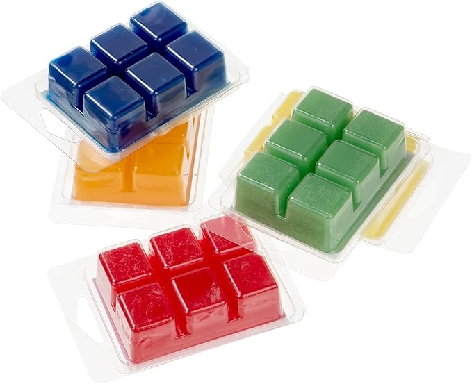 Patelai 120 Pieces Wax Melt Molds Containers 6 Cavity Clear Empty Plastic Wax Melt Clamshell Mould Empty Pet Mould Cube Tray for Candle Soap Making, 4.15 x 3 Inch