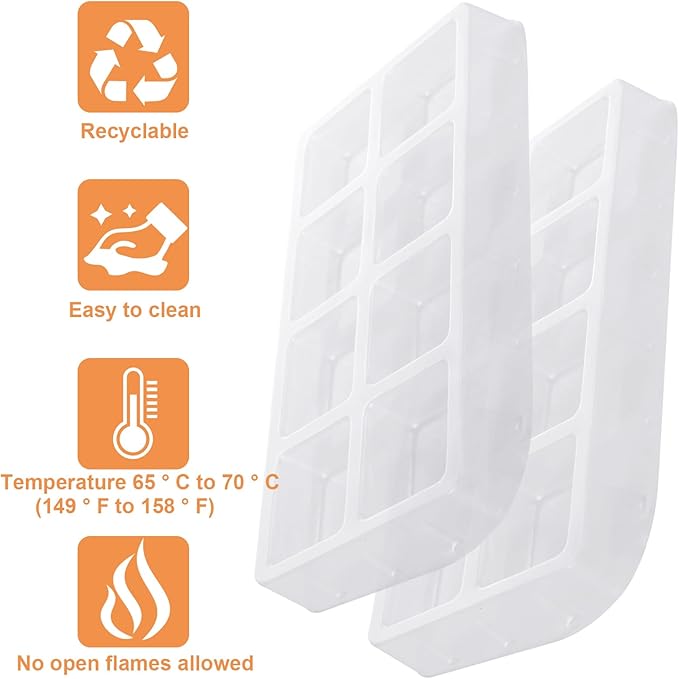 60 Pcs Wax Melt Containers, 8-Cavity Plastic Wax Melt Molds with Kraft Paper Wax Melt Boxes, Black Gift Boxes for Wax Melts, Wax Candle Soap Making