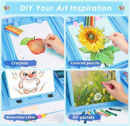 208 PCS Art Supplies,Drawing Art Kit for Kids Girls Boys Teens Artist, Art Set Case with Trifold Easel, Includes Oil Pastels, Crayons, Colored Pencils, Coloring Book, Scissors, Origami Paper 40 Sheets - Image 5