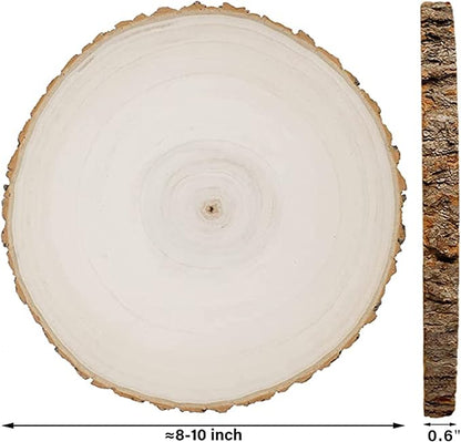 Prsildan 4 Pack Large Wood Circle Slices, 8 to 10 Inches DIY Unfinished Wood Table Centerpieces, Natural Rustic Round Crafts for Indoor Christmas Wedding Party Décor