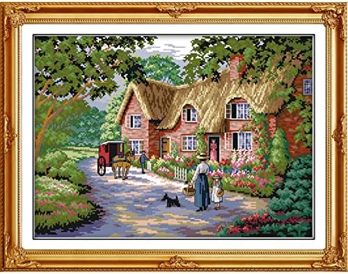 ITSTITCH Stamped Cross Stitch Kits for Adults,Full Range of Crossstitching Kits Preprinted Pattern Embroidery Needlepoint Starter Kits 14CT 2 Strands-Life in Countryside,18.5x14 inch by ITSTITCH