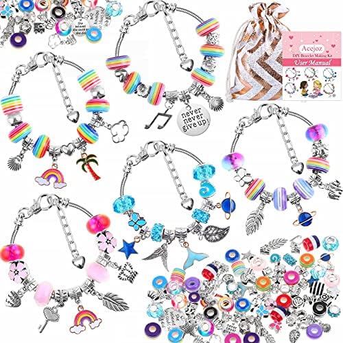 Acejoz 85 Pcs Charm Bracelet Making Kit, DIY Charm Bracelets Beads for Adults and Beginner Jewelry Making Kit by ProfessionalDIYArtSupplier