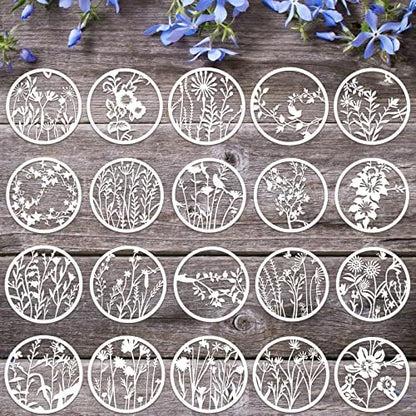 Marspark 20 Pcs Wildflower Stencils, Round Style, 6.7 x 6.7 Inch by Marspark