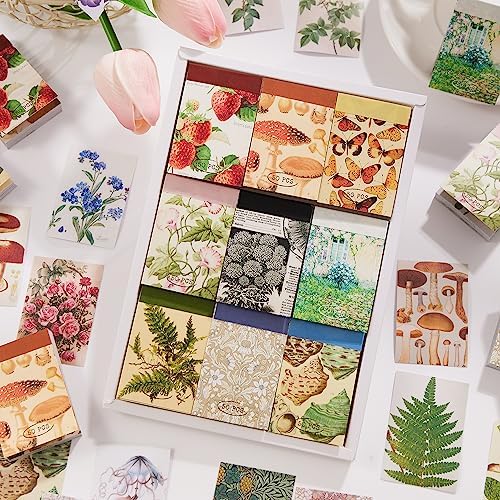 9 Sets 450 Sheets Washi Stickers for Journaling, Plants Fruit Flowers Butterfly Shell Boho Stickers Vintage Aesthetic Scrapbook Sticker for Bullet Journal Art Diary Card Craft Gifts Planner Notebook - Image 6