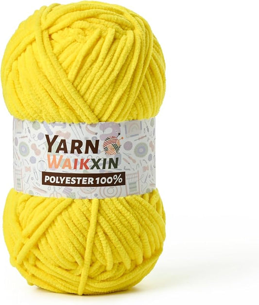 Soft Chenille Yarn for Crocheting, Fluffy Chunky Crochet Yarn for Baby Blanket, (1.76oz/65.6yds) Fuzzy Velvet Yarn for Amigurumi&DIY Puzzle、Crafts、Scarf(Golden Yellow)