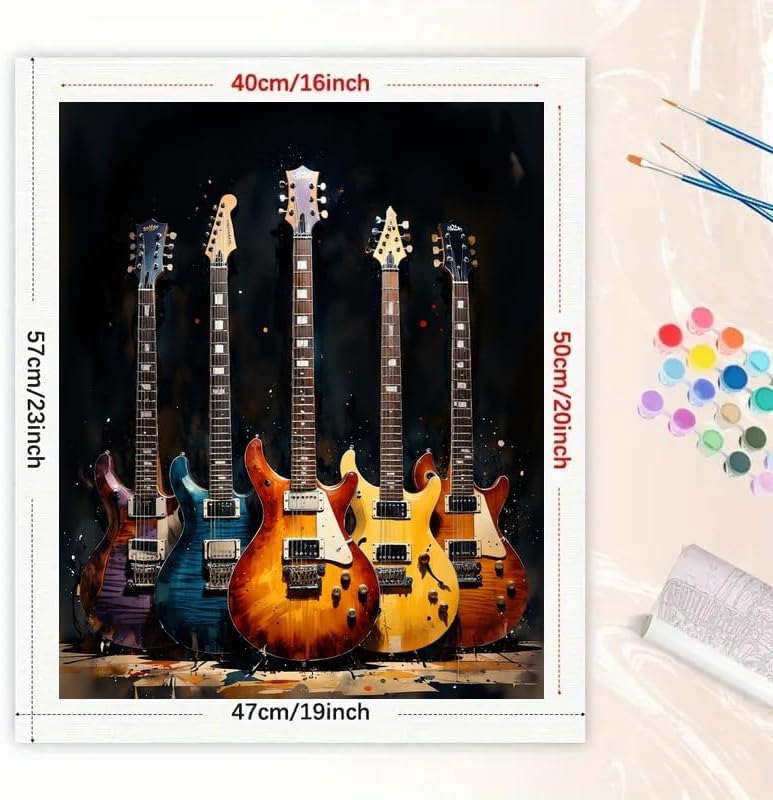 Electric Guitar Collection Paint by Numbers Kit for Adults - DIY Colorful Guitar Display Painting on Canvas 16x20 Inches, Acrylic Paint Set, Suitable for Beginners, Musical Art for Home Decoration - Image 2