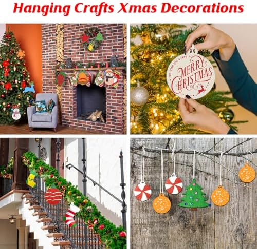Christmas Ornaments Craft Kit, 48 Pcs Blank Wood Slices for Painting with Paint Pens and Brushes, DIY Wooden Christmas Ornament Set for Tree Decorations, Family Holiday Activities and Gifts - Image 6