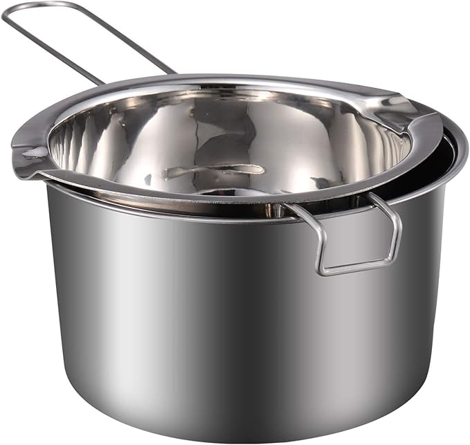 EXCEART Candle Melting Pot Double Boiler for Melting Chocolate Wax Cheese and Butter - 11.02 Inches Stainless Steel Pot with Ergonomic Handle